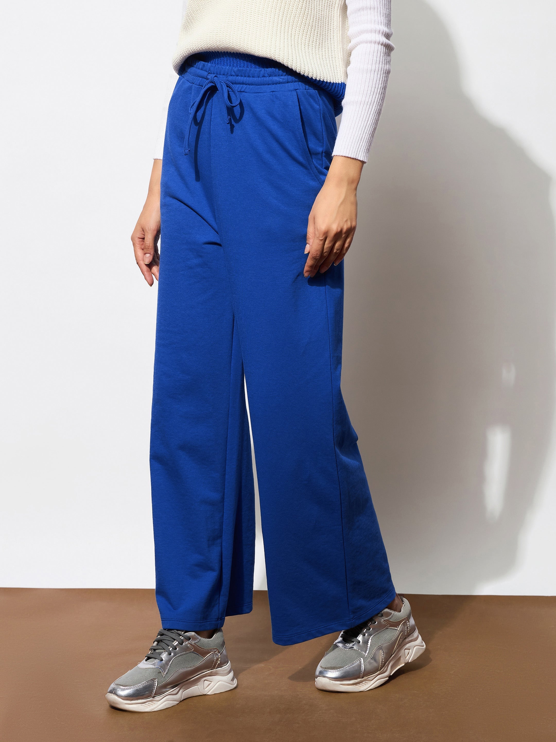 Women Royal Blue Terry Track Pants-BAPANT51077