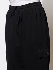 Women Black Side Pocket Cargo Joggers-BAPANT51081
