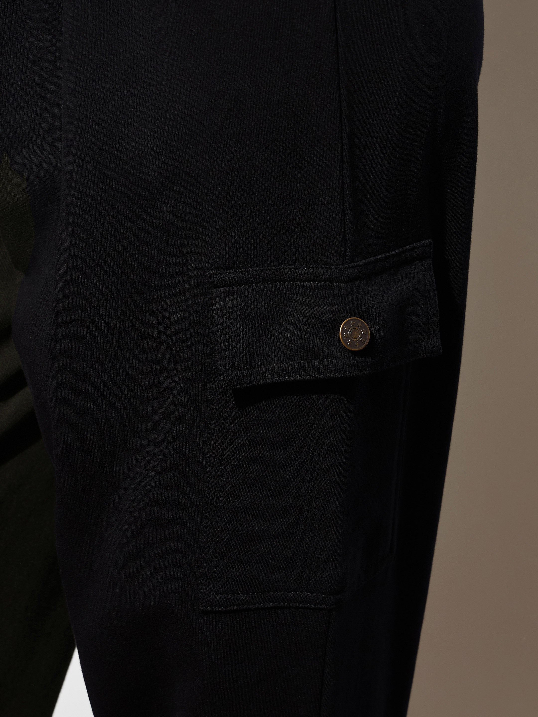 Women Black Side Pocket Cargo Joggers-BAPANT51081