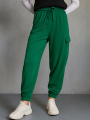 Women Green Side Pocket Cargo Joggers-BAPANT51082