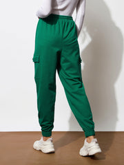 Women Green Side Pocket Cargo Joggers-BAPANT51082