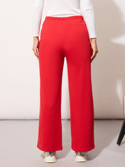Women Red Terry LONDON Print Track Pants-BAPANT51095