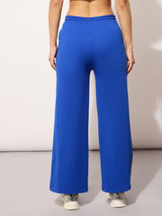 Women Blue Terry PARIS Print Track Pants-BAPANT51096