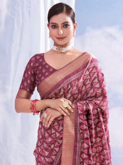 Women's Blend Black Printed Designer Saree With Blouse Piece-HOLAND76C