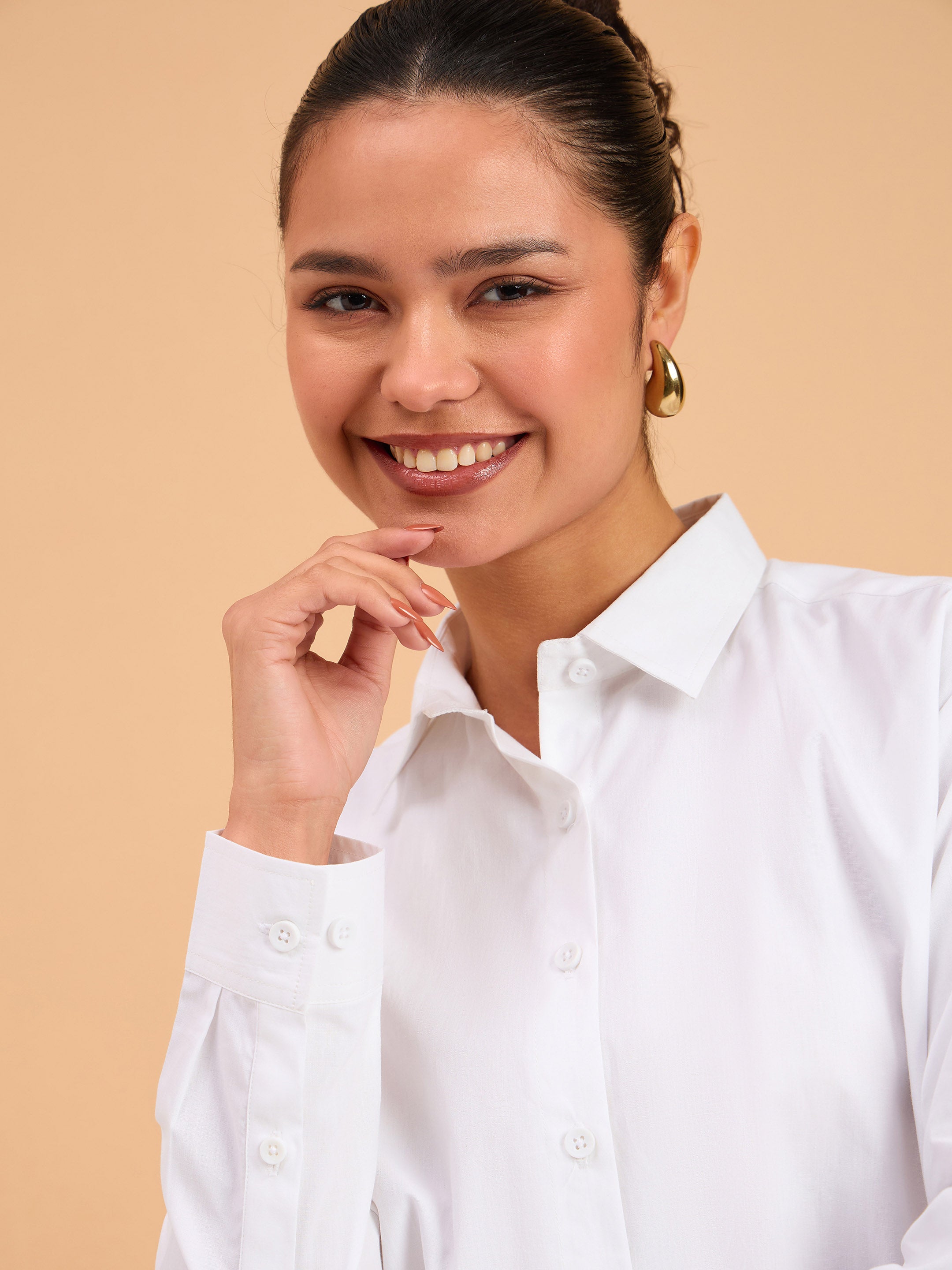 Women White Poplin Oversized Shirt-BASHRT20540