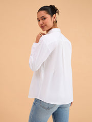 Women White Poplin Oversized Shirt-BASHRT20540