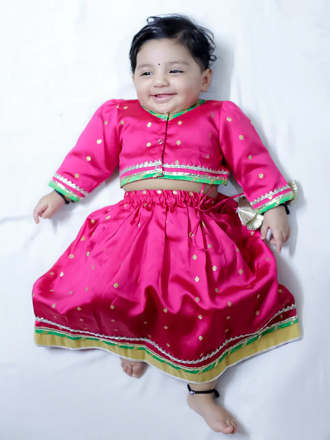 Lehenga Choli Set for Girls - Pink | BB24LC08PIA | DesiQlo