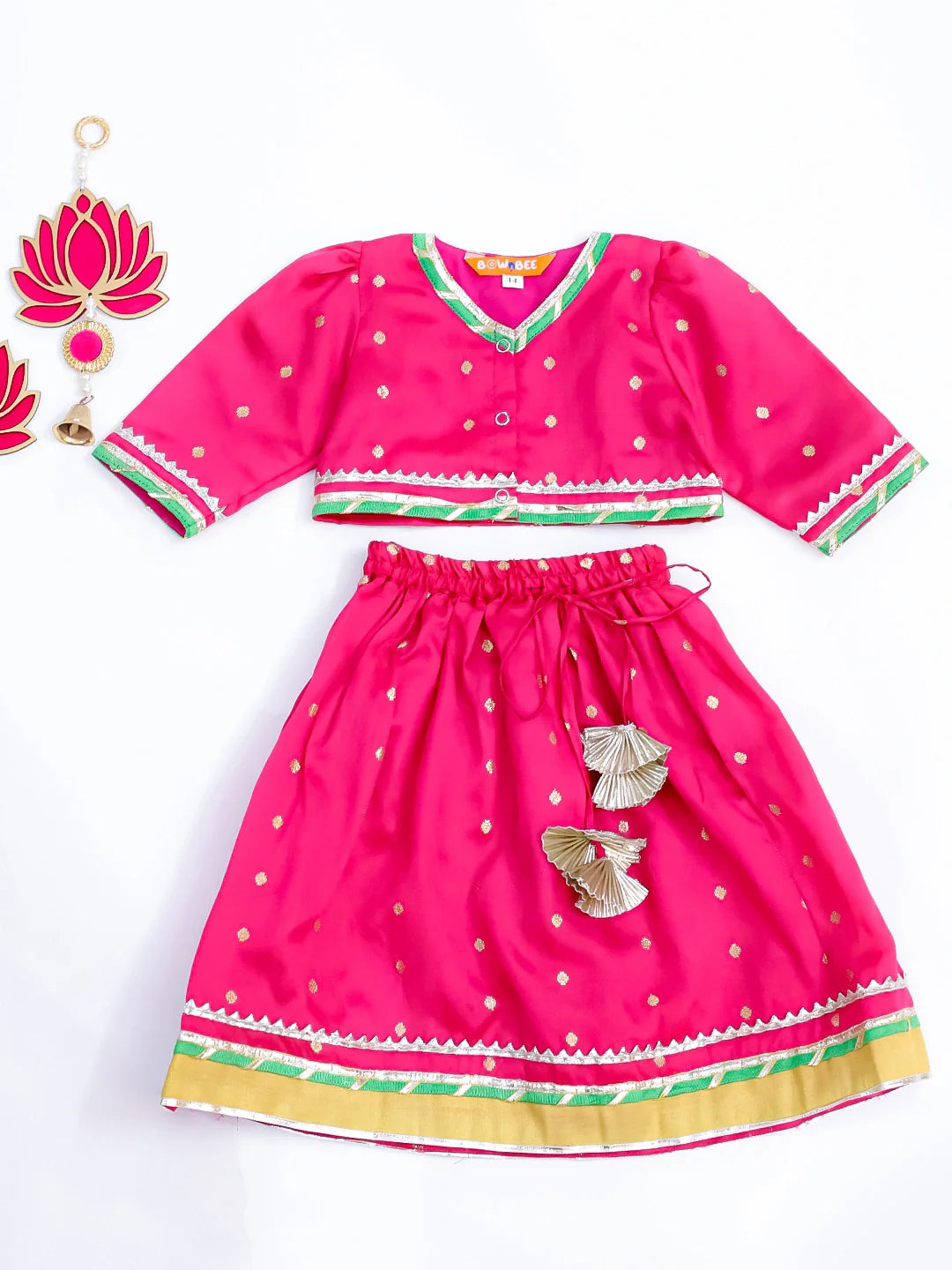 Lehenga Choli Set for Girls - Pink | BB24LC08PIA | DesiQlo