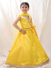 Tafetta Lehenga Choli Set for Kids - Yellow | BB24LC10YLB