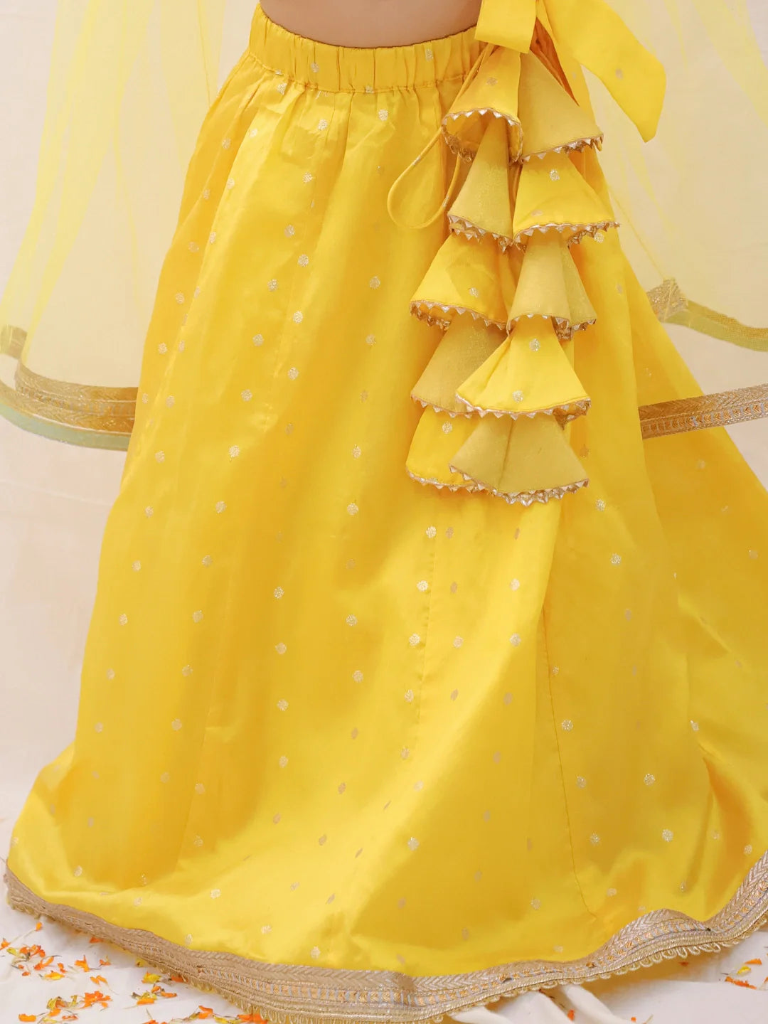 Tafetta Lehenga Choli Set for Kids - Yellow | BB24LC10YLB | DesiQlo