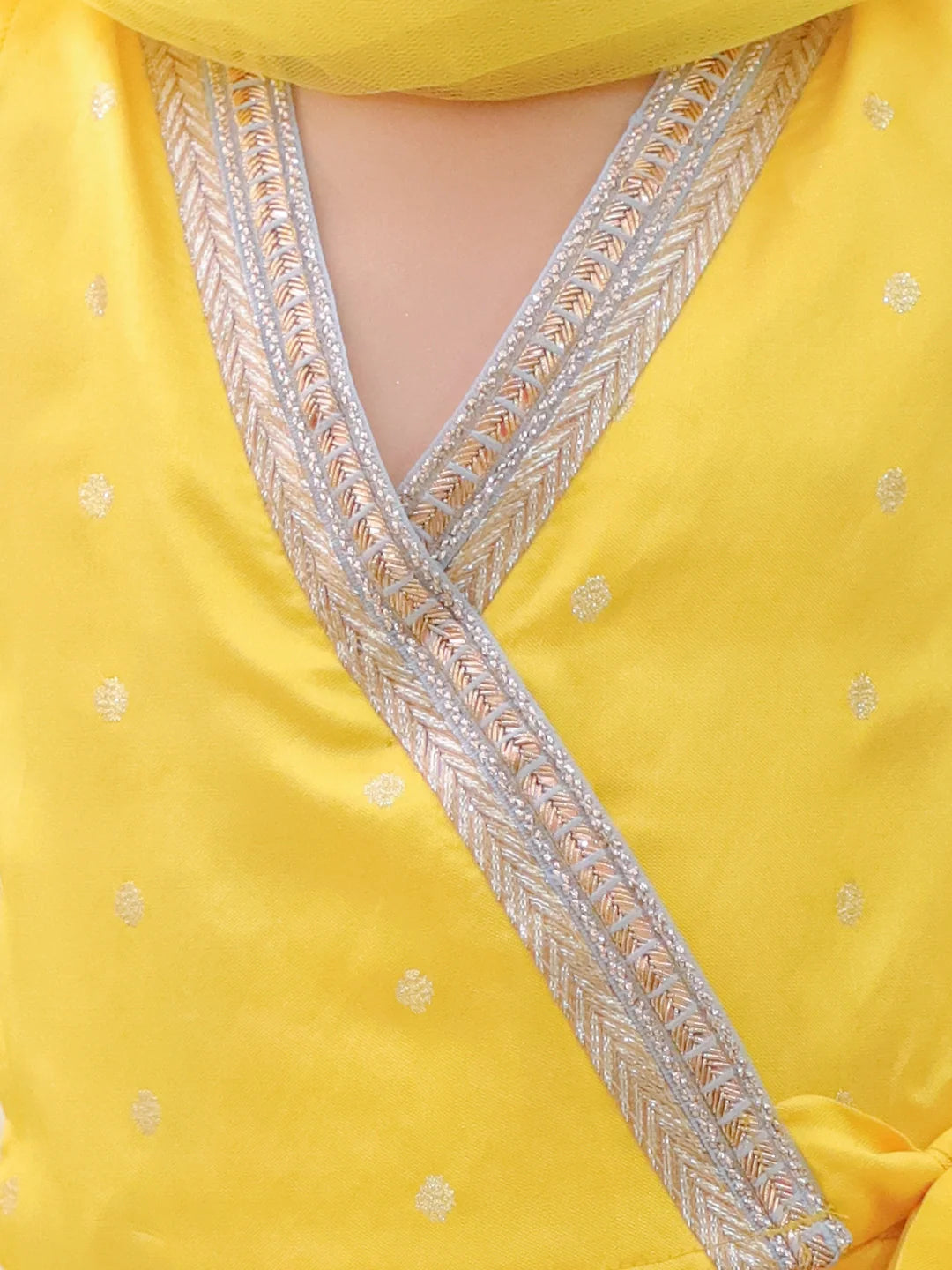 Tafetta Lehenga Choli Set for Kids - Yellow | BB24LC10YLB | DesiQlo