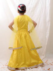 Tafetta Lehenga Choli Set for Kids - Yellow | BB24LC10YLB