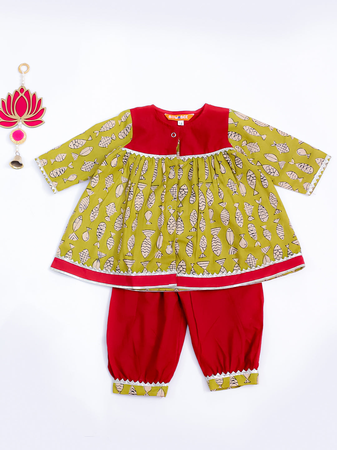 Ethnic Suit Set for Girls - Red | BB24SU06RDA | DesiQlo