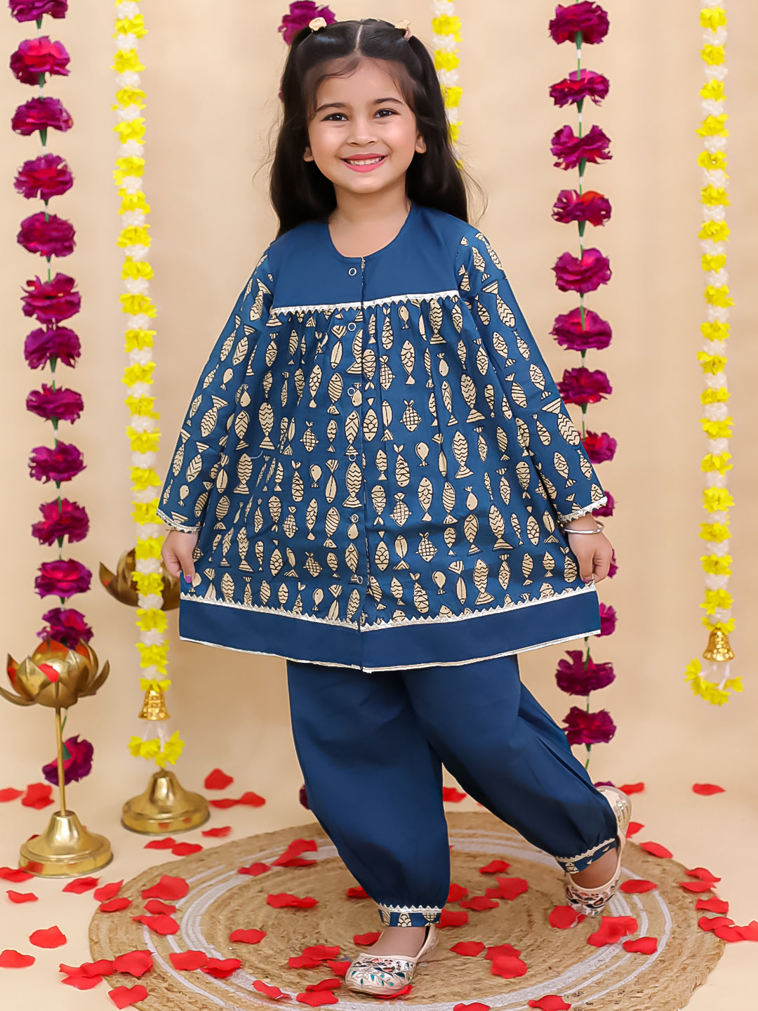 Ethnic Suit Set for Girls - Blue | BB24SU12BLA | DesiQlo