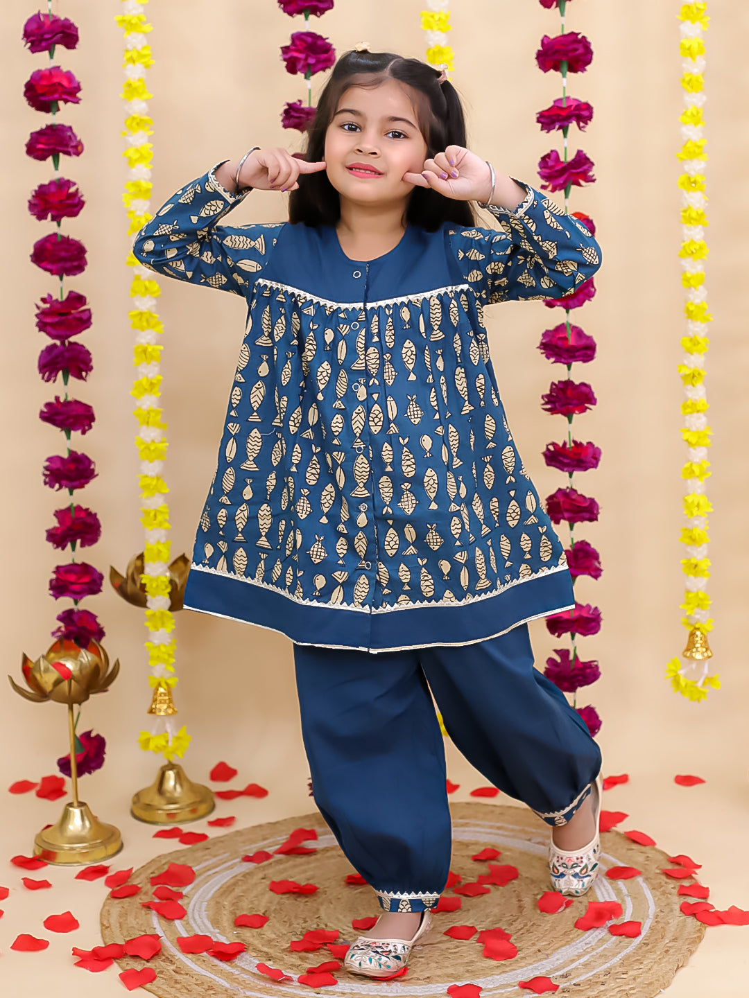 Ethnic Suit Set for Girls - Blue | BB24SU12BLA | DesiQlo