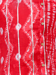 Ethnic Pure Cotton Tie & Dye Dhoti Kurta Set For Boys - Red-BS25DK09RDA