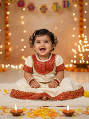 Poly Silk Lehenga Choli Set for Girls - Maroon | BB25LC01RDA