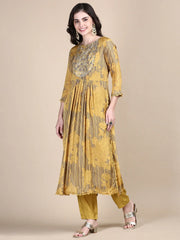 Women Floral Mustard Straight Kurta Set with Dupatta-BCK-1818-Mustard