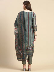 Women Floral Olive Straight Kurta Set with Dupatta-BCK-1980-Olive