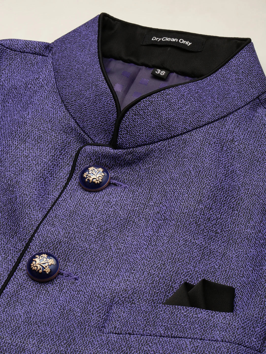 Blue Nehru Jacket for Men - Solid Cotton Kurta Pajama Style