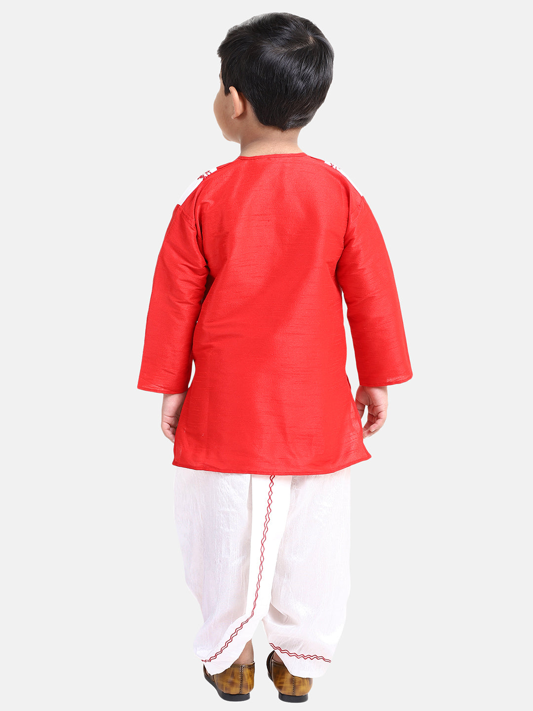 Slik Blend Dhoti Kurta Set for Kids - Red | BD22DK26RDA | DesiQlo