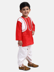 Slik Blend Dhoti Kurta Set for Kids - Red | BD22DK26RDA