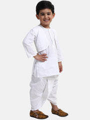Cotton Dhoti Kurta Set for Kids - White | BD22DK26WHA