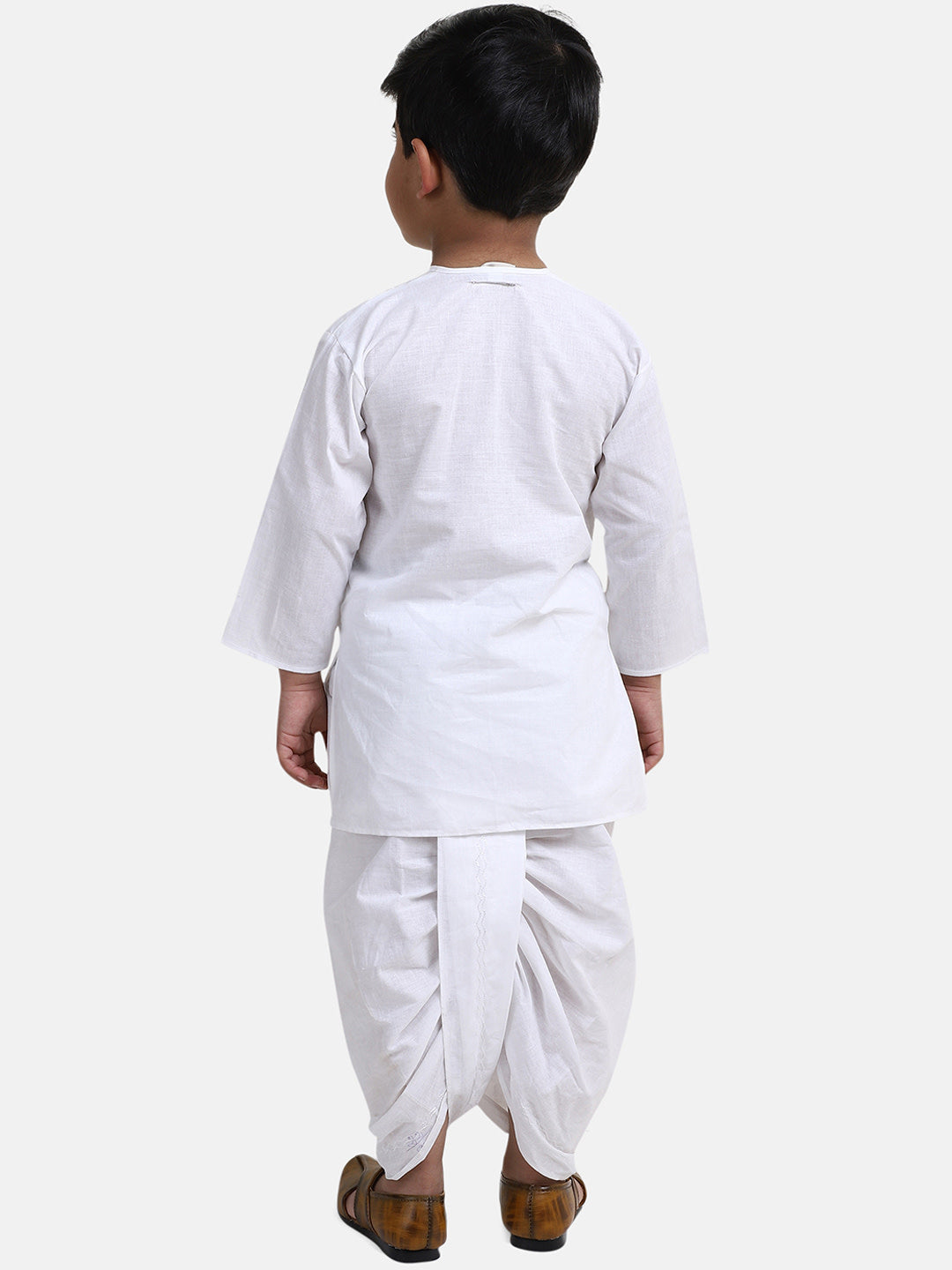 Cotton Dhoti Kurta Set for Kids - White | BD22DK26WHA | DesiQlo
