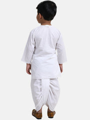 Cotton Dhoti Kurta Set for Kids - White | BD22DK26WHA