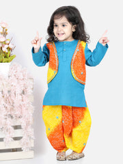 Cotton Flax Dhoti Kurta Set for Boys - Blue | BD22DK43BLC