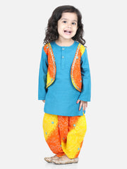 Cotton Flax Dhoti Kurta Set for Boys - Blue | BD22DK43BLC