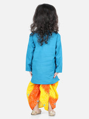 Cotton Flax Dhoti Kurta Set for Boys - Blue | BD22DK43BLC