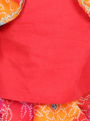 Cotton Flax Dhoti Kurta Set for Kids - Red | BR22DK42RDA