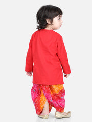 Cotton Flax Dhoti Kurta Set for Boys - Red | BD22DK43RDC