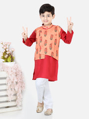 Cotton Kurta Pajama Set for Kids - Peach | BD22KP34PHB