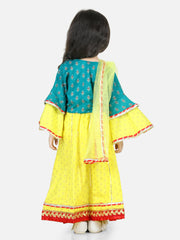 Pure Cotton Lehenga Choli Set for Girls - Green | BD22LC43GRB