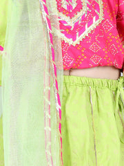 Pure Cotton Lehenga Choli Set for Kids - Green | BD22LC43PIB