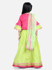 Pure Cotton Lehenga Choli Set for Kids - Green | BD22LC43PIB