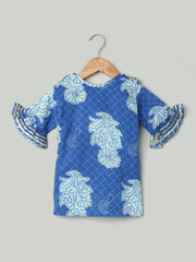 Pure Cotton Kurti with Sharara for Girls- Blue-BD22SU21BLD