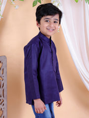 Cotton Short Kurta for Boys - Blue | BD22TP16BLC
