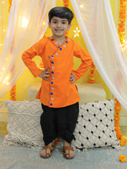 Cotton Dhoti Kurta Set for Boys - Orange | BD23DK55ORB