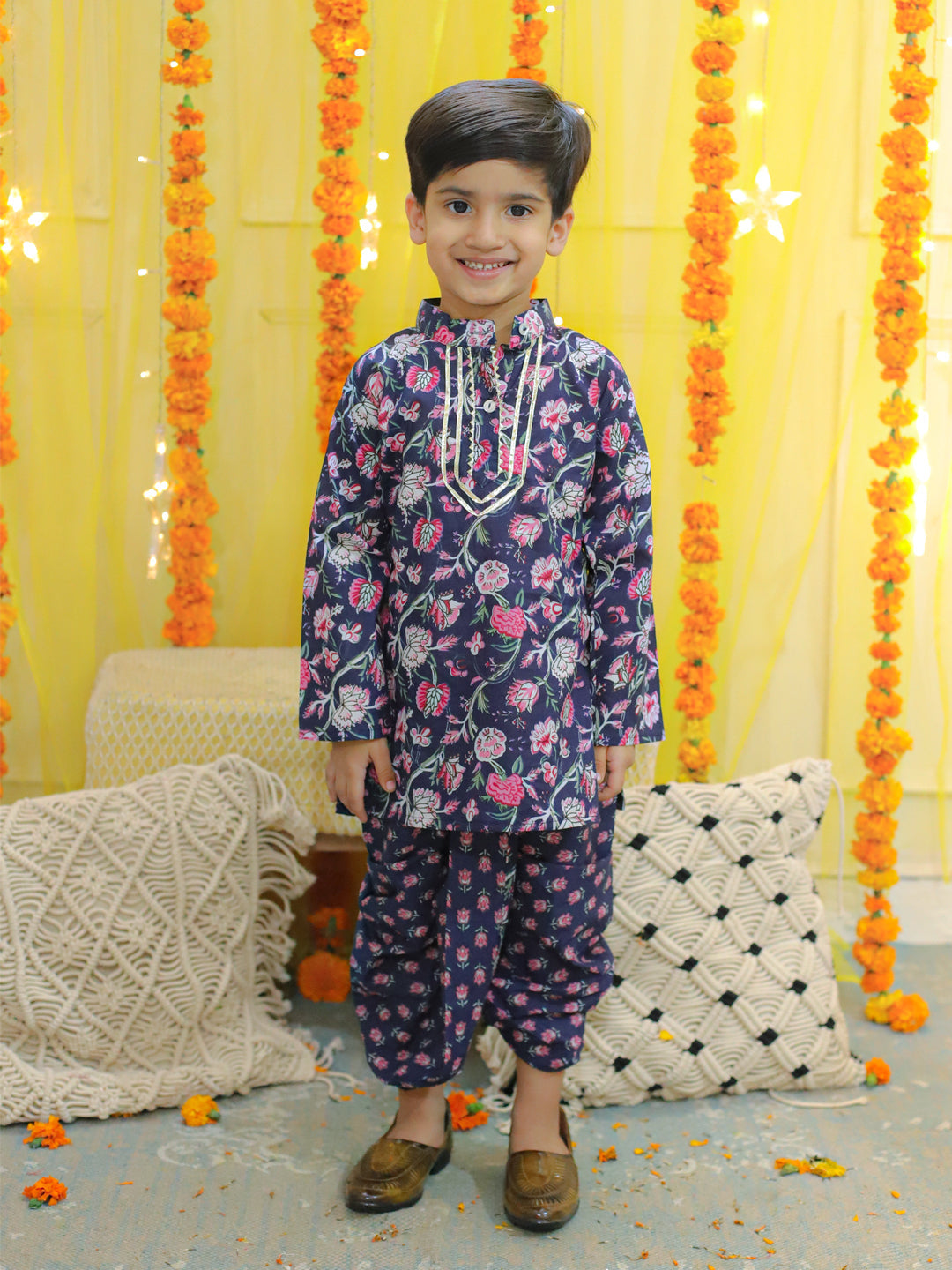 Pure Cotton Dhoti Kurta Set for Boys - Blue | BD23DK57BLB | DesiQlo