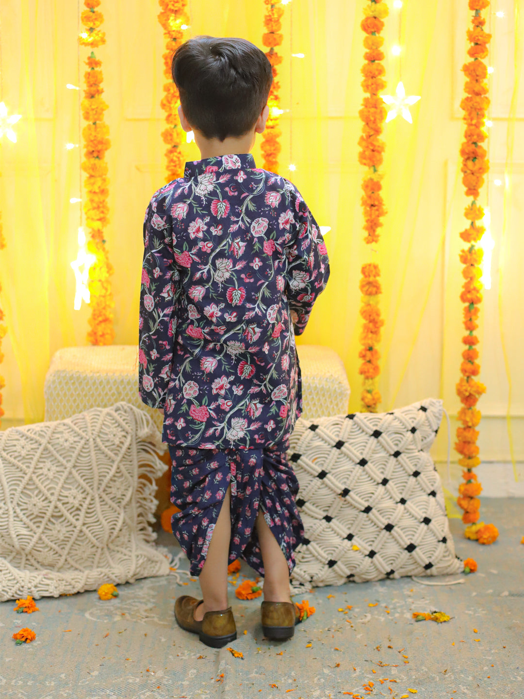 Pure Cotton Dhoti Kurta Set for Boys - Blue | BD23DK57BLB | DesiQlo