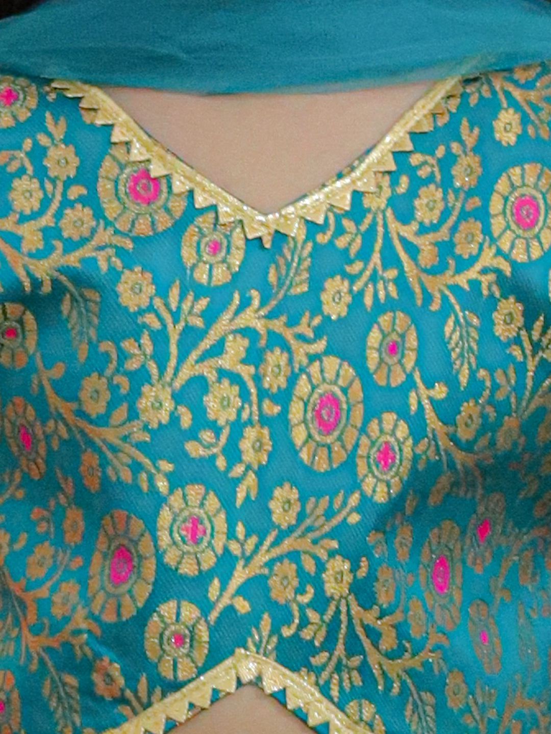 Jacquard Lehenga Choli Set for Girls - Green | BD23LC67GRA | DesiQlo