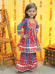 Cotton Ethnic Suit Set for Girls - Red | BD23SU37RDA