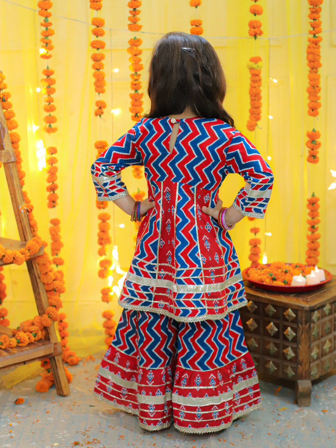 Cotton Ethnic Suit Set for Girls - Red | BD23SU37RDA | DesiQlo