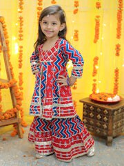 Cotton Ethnic Suit Set for Girls - Red | BD23SU37RDA