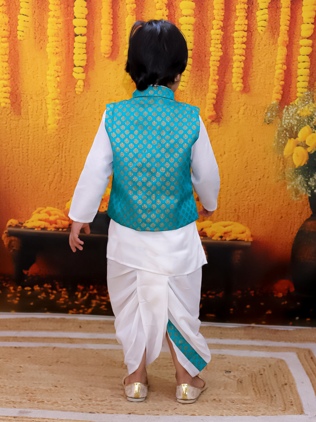 Dhoti Kurta Set for Boys - Green | BD24DK70GRA | DesiQlo