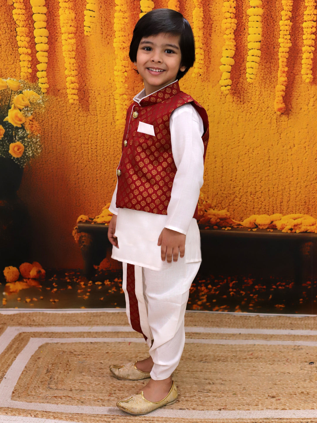 Dhoti Kurta Set for Boys - Red | BD24DK70MRA | DesiQlo