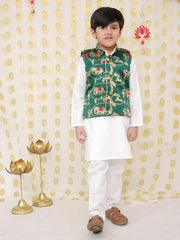 Cotton Kurta Pajama Set for Boys - White | BD24KP76GRB